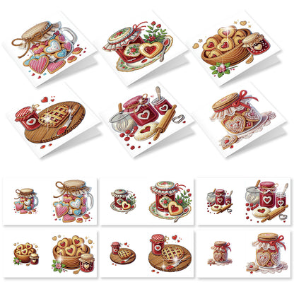 12pcs Desserts Pattern DIY Diamond Art Greeting Cards with Envelope for Festival