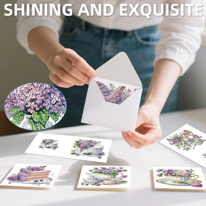 12pcs Desserts Pattern DIY Diamond Art Greeting Cards with Envelope for Festival
