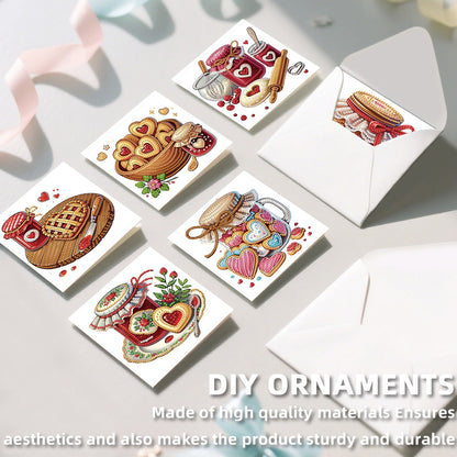 12pcs Desserts Pattern DIY Diamond Art Greeting Cards with Envelope for Festival