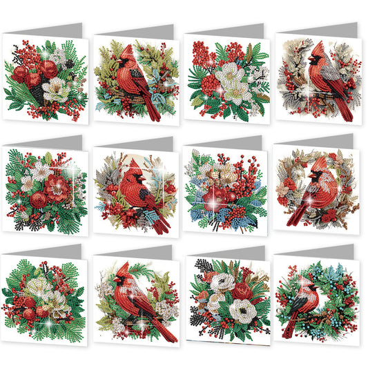 12pcs Bird Pattern DIY Diamond Art Greeting Cards with Envelope for Festivals