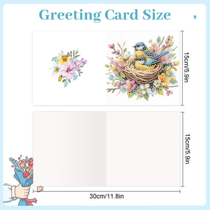 12pcs Bluebird Pattern DIY Diamond Art Greeting Cards with Envelope for Festival