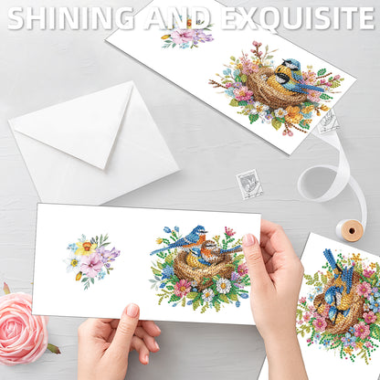 12pcs Bluebird Pattern DIY Diamond Art Greeting Cards with Envelope for Festival