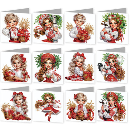 12pcs Boy Pattern DIY Diamond Art Greeting Cards with Envelope for Festivals