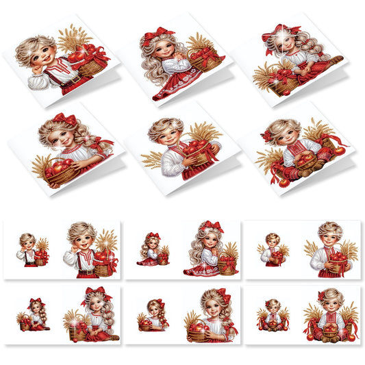 12pcs Boy Pattern DIY Diamond Art Greeting Cards with Envelope for Festivals