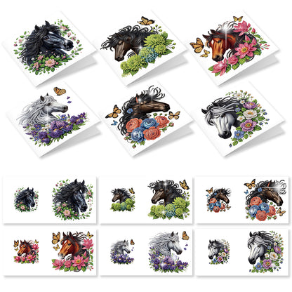 12pcs Flowers Pattern DIY Diamond Art Greeting Cards with Envelope for Festivals