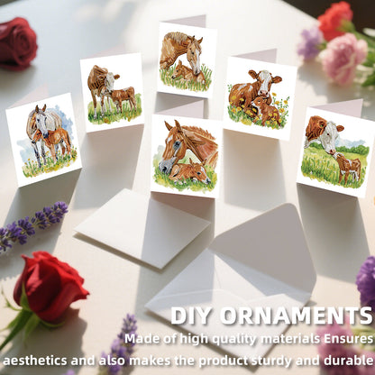 12pcs Cow Pattern DIY Diamond Art Greeting Cards with Envelope for Festivals