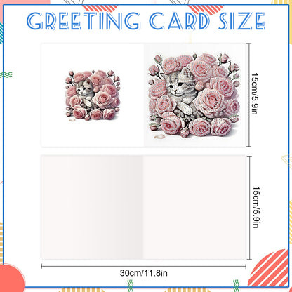12pcs Cat Pattern DIY Diamond Art Greeting Cards with Envelope for Festivals
