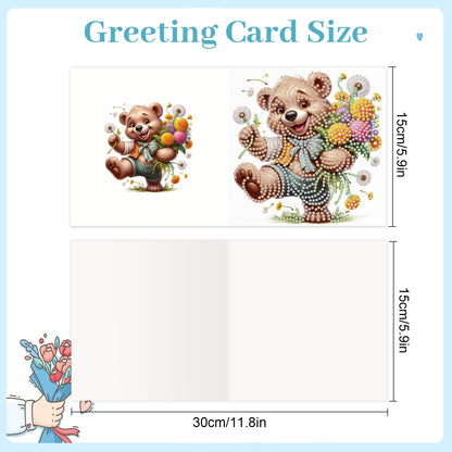 12pcs Bear Pattern DIY Diamond Art Greeting Cards with Envelope for Festivals