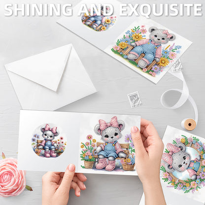 12pcs Bear Pattern DIY Diamond Art Greeting Cards with Envelope for Festivals