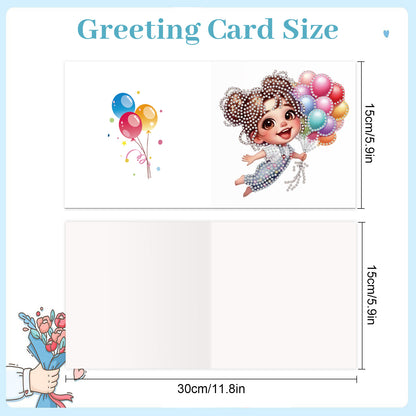 12pcs Ballon Pattern DIY Diamond Art Greeting Cards with Envelope for Festivals