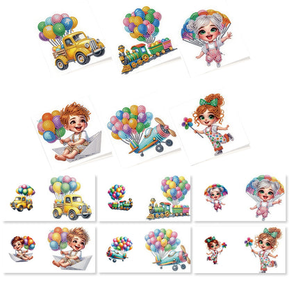 12pcs Ballon Pattern DIY Diamond Art Greeting Cards with Envelope for Festivals