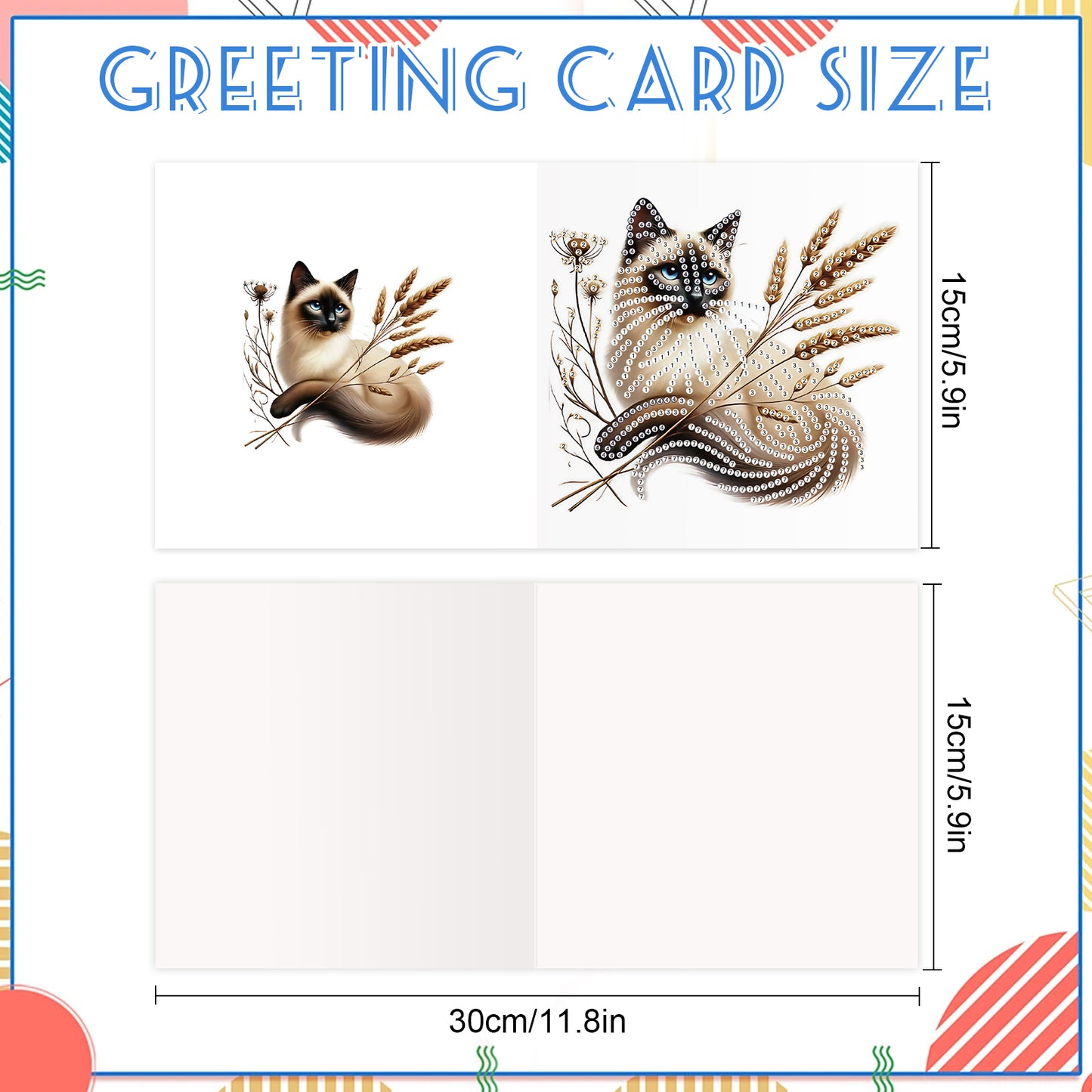 12pcs Flowerbed Pattern DIY Diamond Art Greeting Cards w/Envelope for Festivals