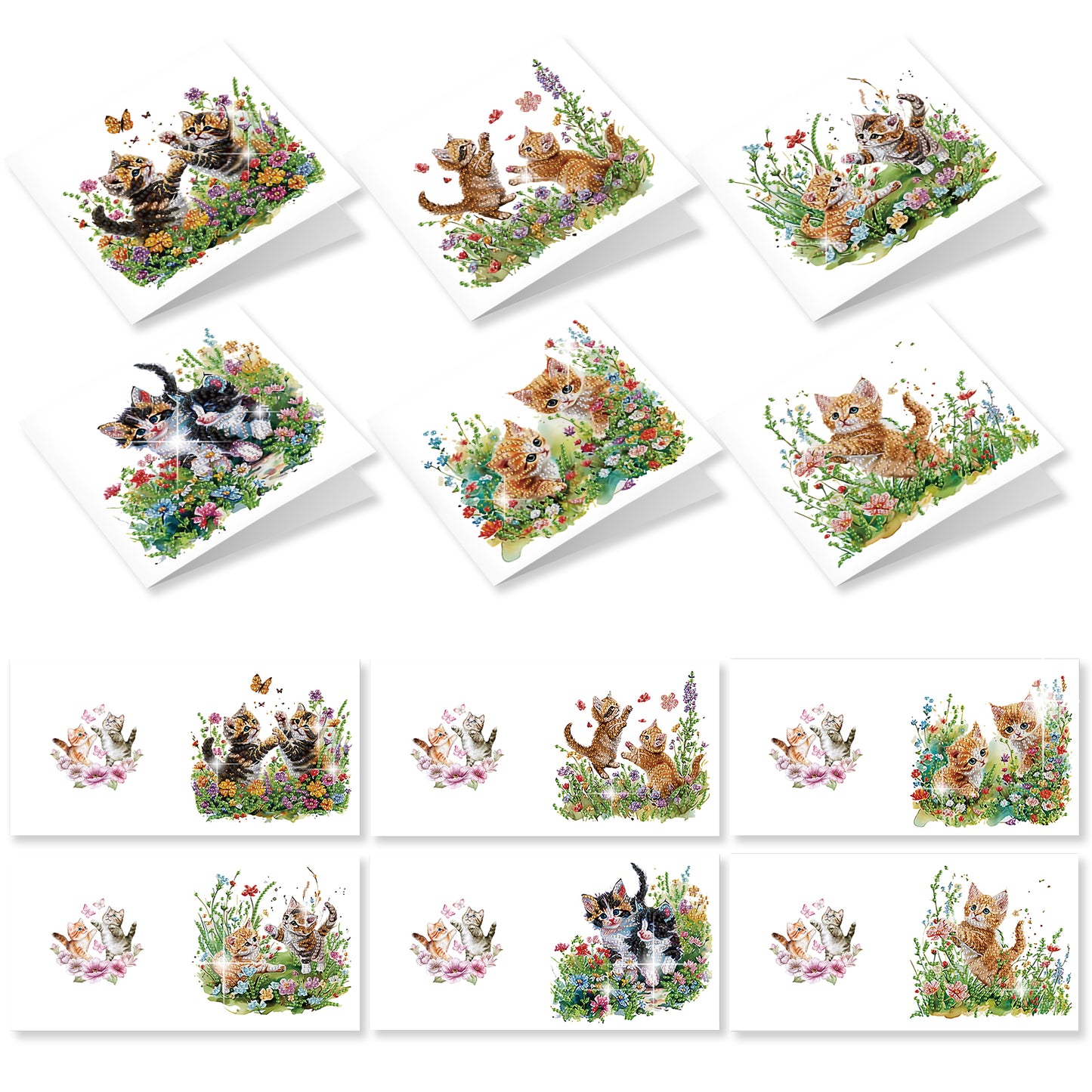 12pcs Flowerbed Pattern DIY Diamond Art Greeting Cards w/Envelope for Festivals