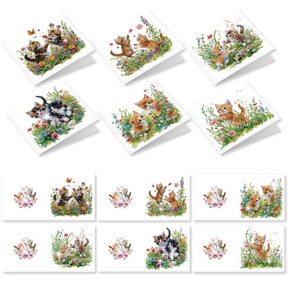 12pcs Flowerbed Pattern DIY Diamond Art Greeting Cards w/Envelope for Festivals