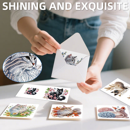 12pcs Flowerbed Pattern DIY Diamond Art Greeting Cards w/Envelope for Festivals