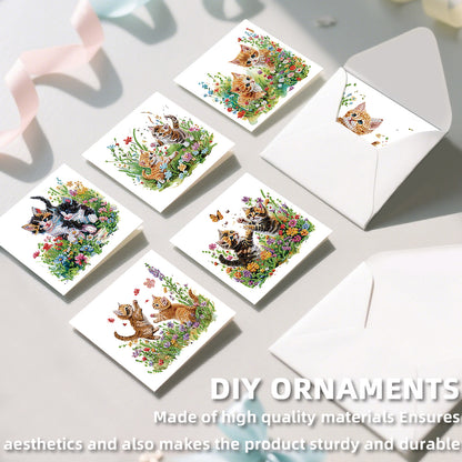 12pcs Flowerbed Pattern DIY Diamond Art Greeting Cards w/Envelope for Festivals