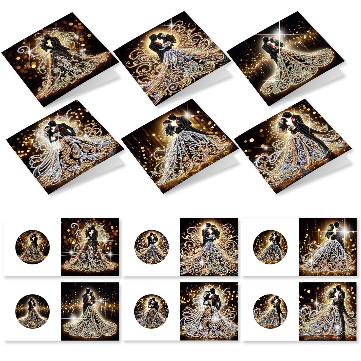 12PCS Couples DIY Diamond Painting Greeting Card Set with Envelopes for Adults