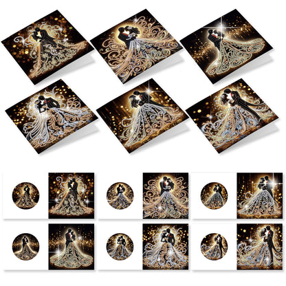 12PCS Couples DIY Diamond Painting Greeting Card Set with Envelopes for Adults