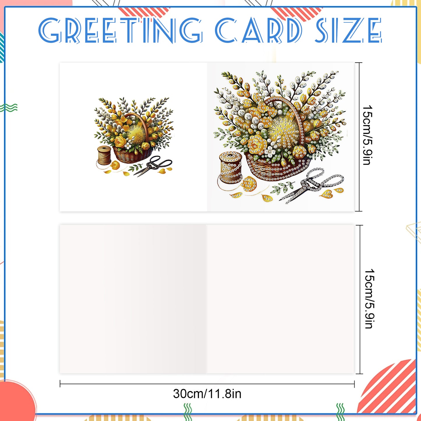 12PCS Bouquet of Flowers DIY Diamond Painting Greeting Card Set with Envelopes