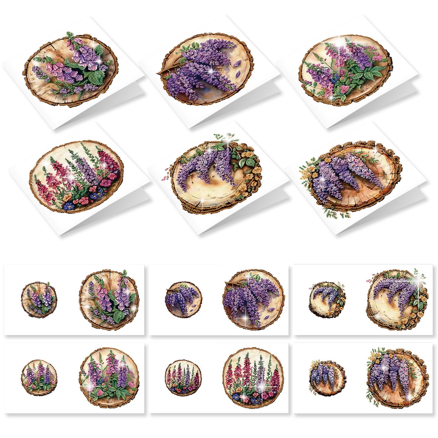 12PCS Bouquet of Flowers DIY Diamond Painting Greeting Card Set with Envelopes