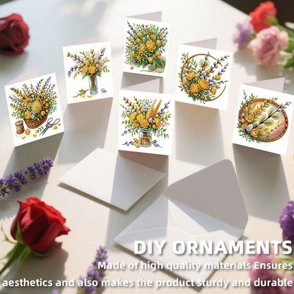 12PCS Bouquet of Flowers DIY Diamond Painting Greeting Card Set with Envelopes