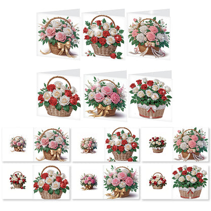 12PCS Bouquets Flower DIY Diamond Painting Greeting Card Set with Envelopes