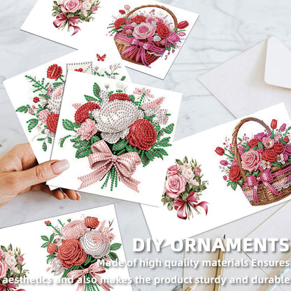 12PCS Bouquets Flower DIY Diamond Painting Greeting Card Set with Envelopes