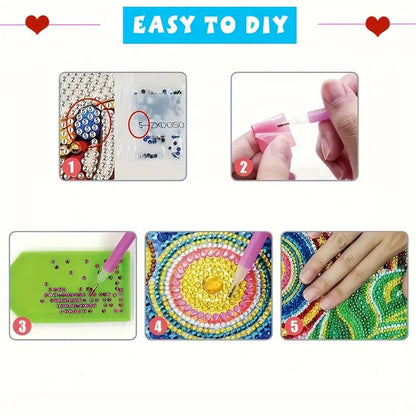 12PCS Flower Bike DIY Diamond Painting Greeting Card Set with Envelopes