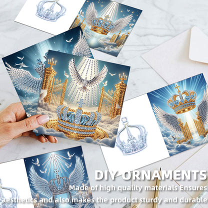 12PCS Angel Wings Cross DIY Diamond Painting Greeting Card Set with Envelopes