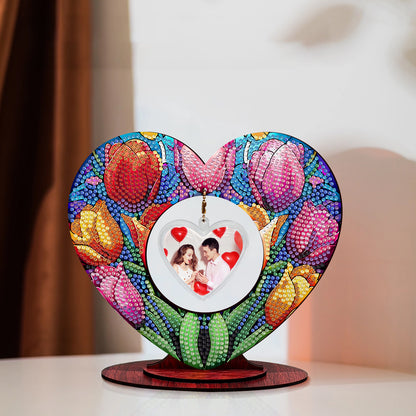 2D Flatt DIY Wooden Tulip Desktop Diamond Art Ornament Kits Home Decor