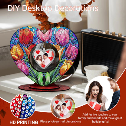 2D Flatt DIY Wooden Tulip Desktop Diamond Art Ornament Kits Home Decor