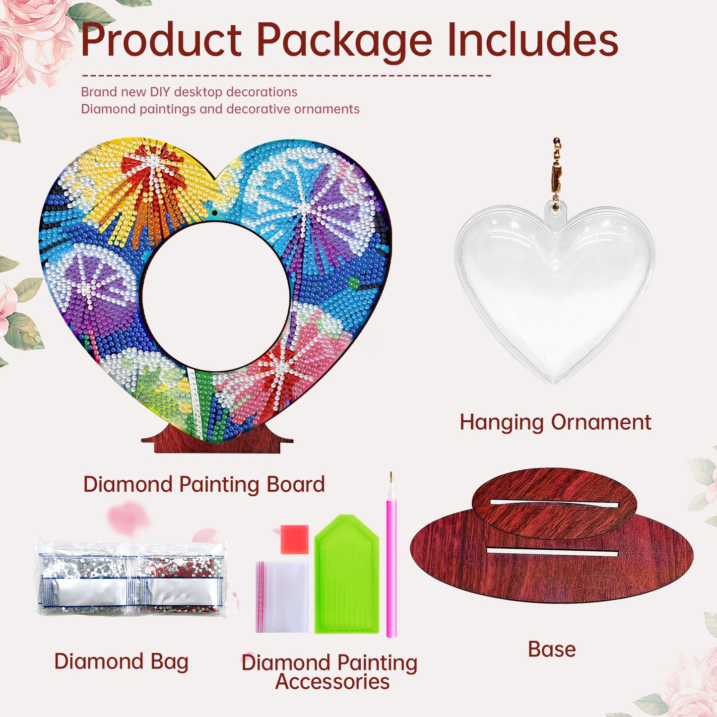 2D Flatt DIY Wooden Dandelion Desktop Diamond Art Ornament Kits Home Decor