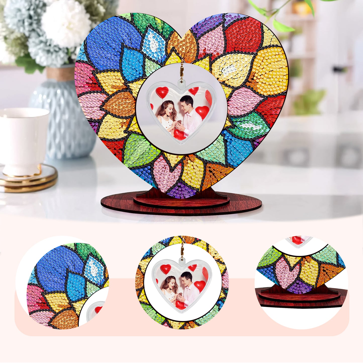 2D Flatt DIY Wooden Petal Desktop Diamond Art Ornament Kits Home Decor