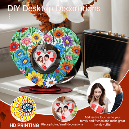 2D Flatt DIY Wooden Small Flower Desktop Diamond Art Ornament Kits Home Decor