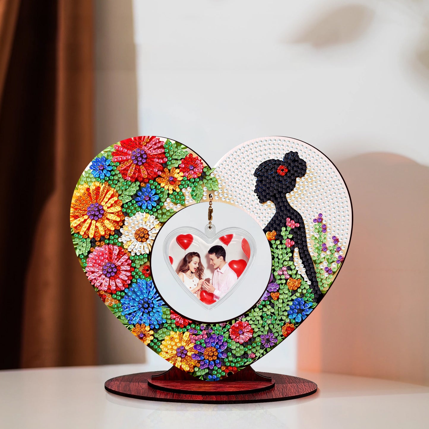 2D Flatt DIY Wooden Flower Girl Desktop Diamond Art Ornament Kits Home Decor