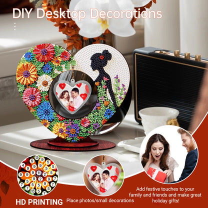2D Flatt DIY Wooden Flower Girl Desktop Diamond Art Ornament Kits Home Decor