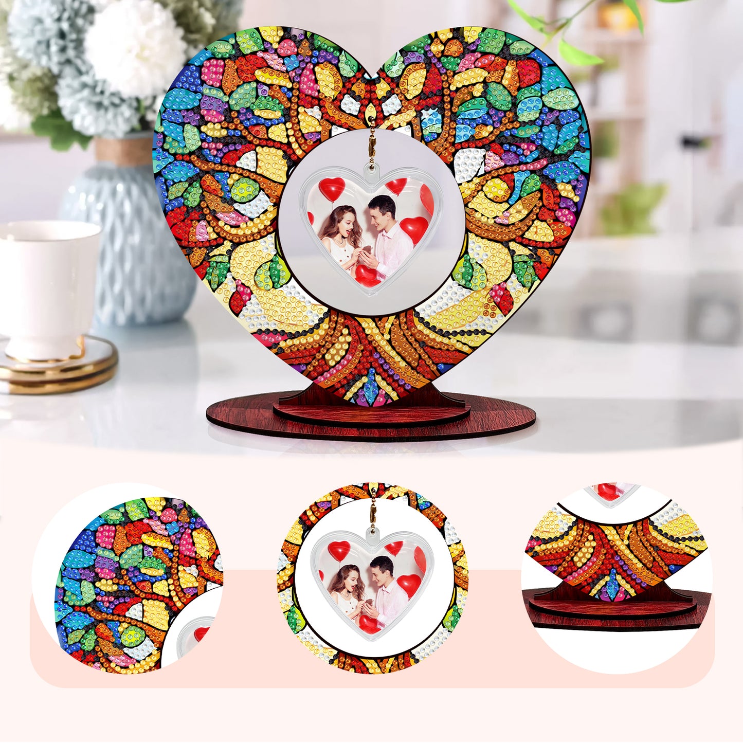 2D Flatt DIY Wooden Anima Tree Desktop Diamond Art Ornament Kits Home Decor