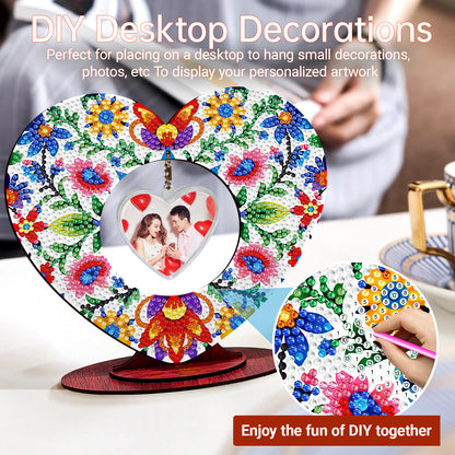 2D Flatt DIY Wooden Floral Desktop Diamond Art Ornament Kits Home Decor