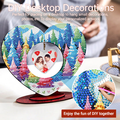 2D Flatt DIY Wooden Forest Desktop Diamond Art Ornament Kits Home Decor