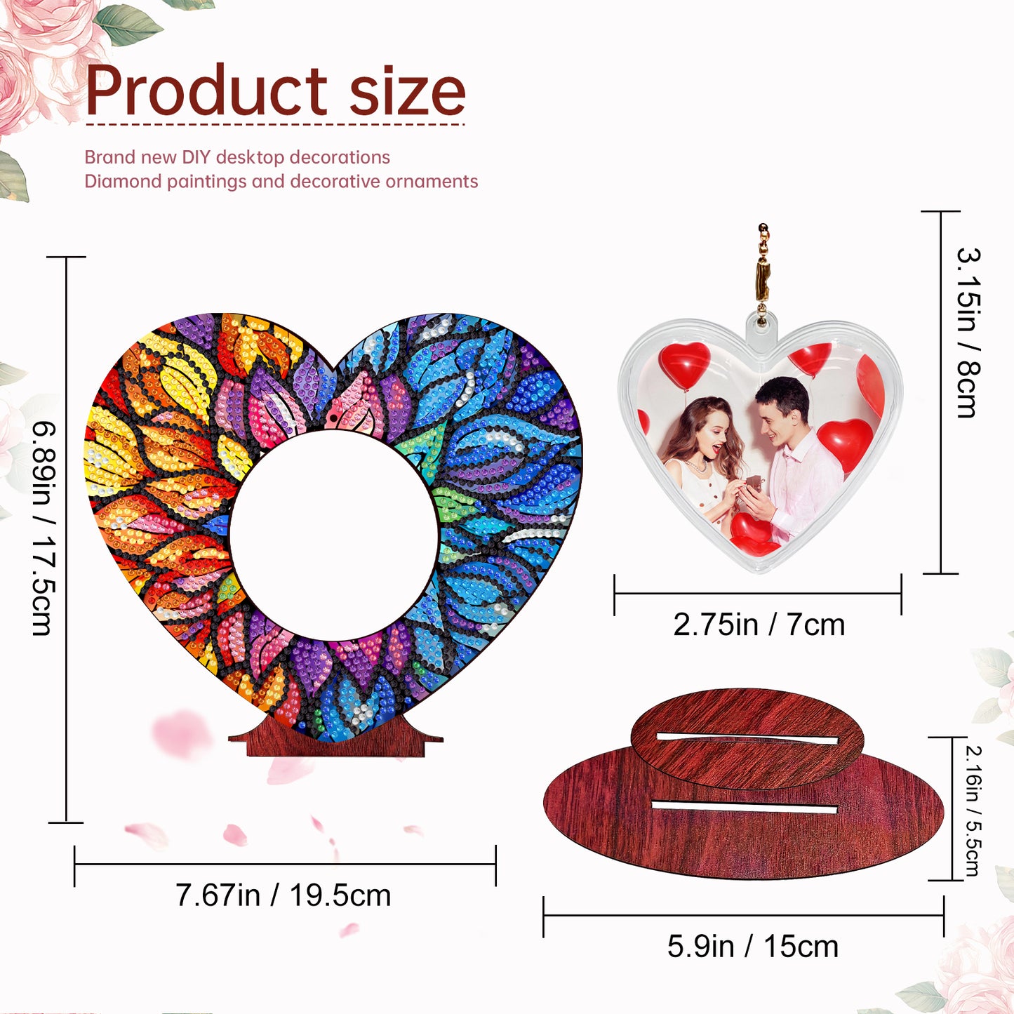 2D Flatt DIY Wooden Flowers Desktop Diamond Art Ornament Kits Home Decor