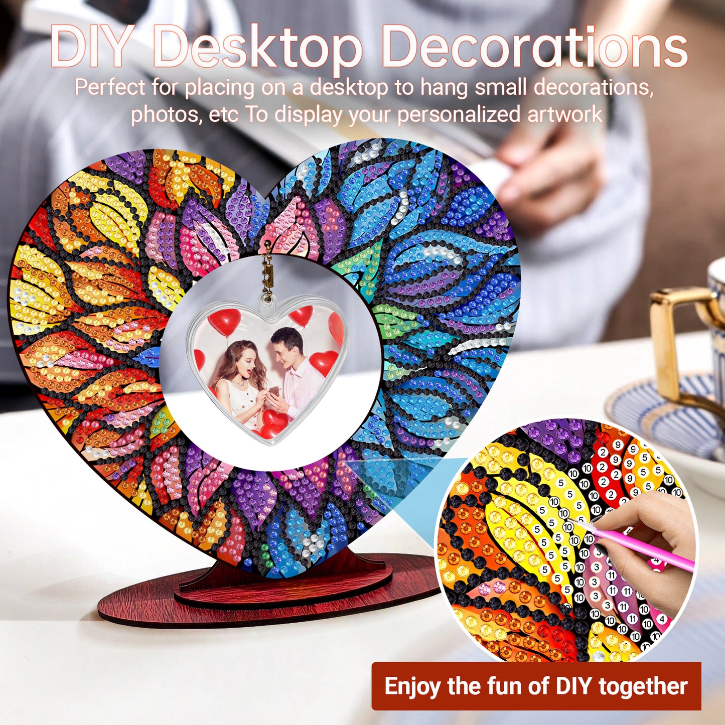 2D Flatt DIY Wooden Flowers Desktop Diamond Art Ornament Kits Home Decor