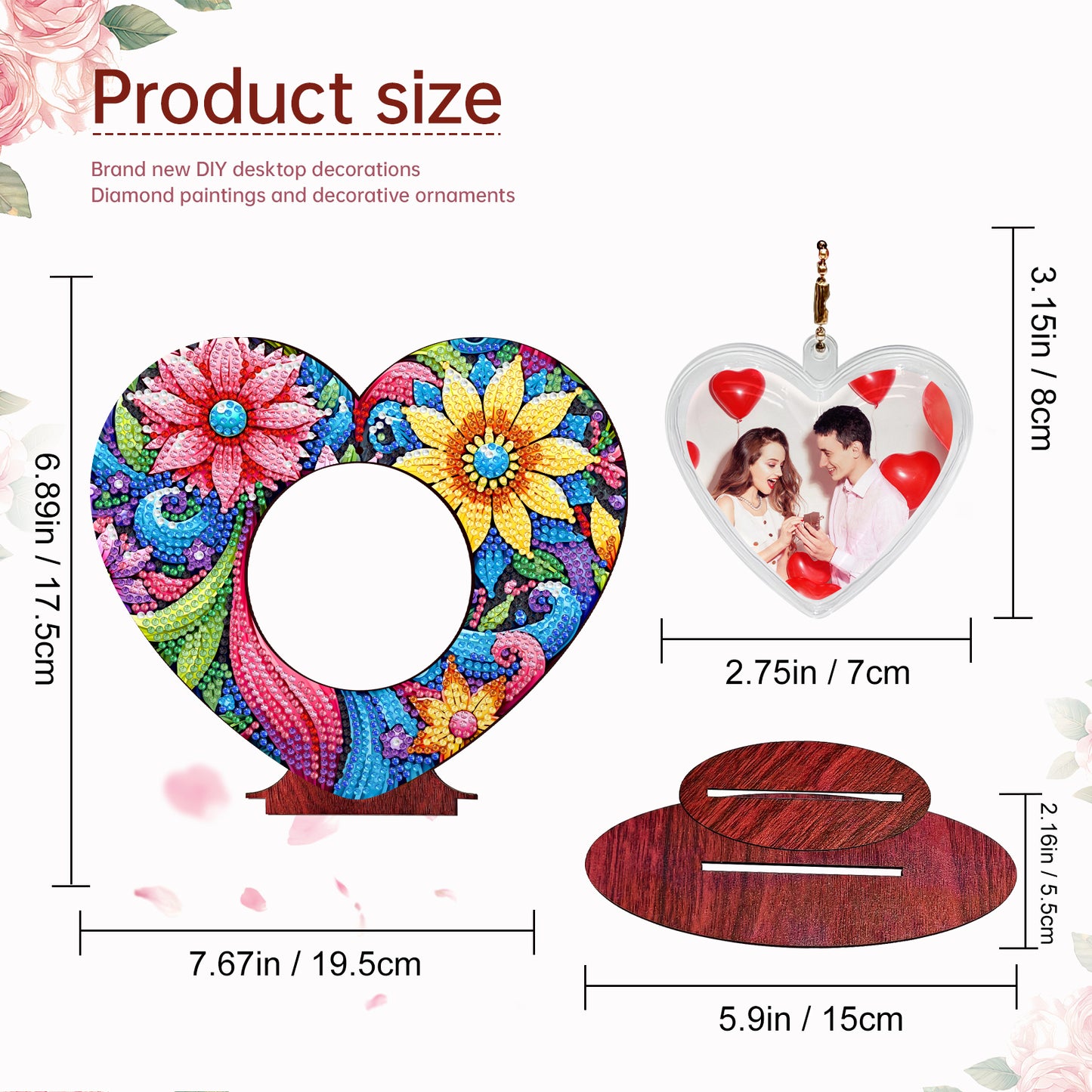 2D Flatt DIY Wooden Flowers Desktop Diamond Art Ornament Kits Home Decor