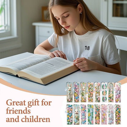 16pcs Easter Eggs DIY 5D Diamond Painting Bookmark Kit with Pendant for Adults