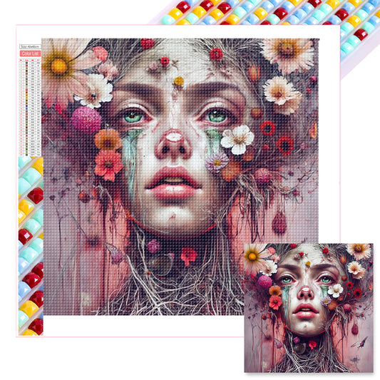 Flower Girl - Full Square Drill Diamond Painting 40*40CM
