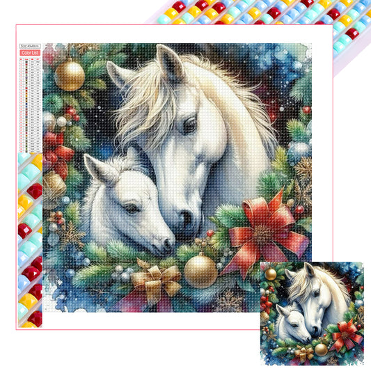 Winter Christmas Pony - Full Square Drill Diamond Painting 30*30CM