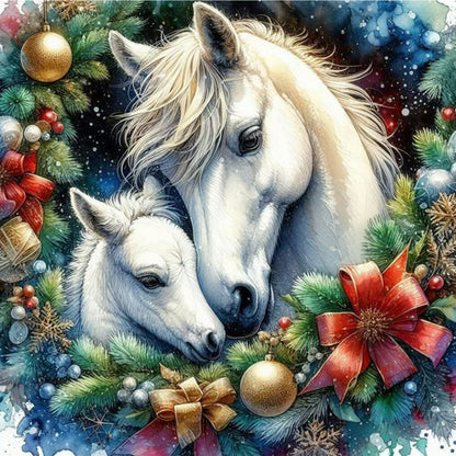 Winter Christmas Pony - Full Square Drill Diamond Painting 30*30CM