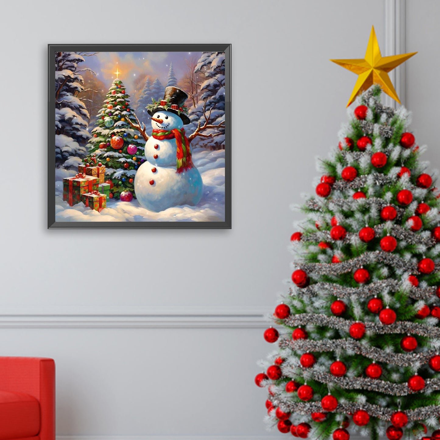 Winter Christmas Snowman - Full Square Drill Diamond Painting 30*30CM