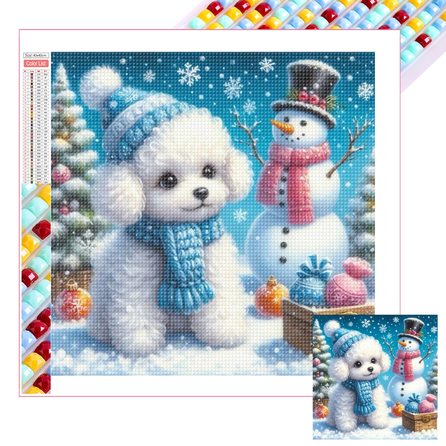 Winter Christmas Snowman Puppy - Full Square Drill Diamond Painting 30*30CM