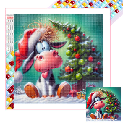 Winter Christmas Cow - Full Square Drill Diamond Painting 30*30CM