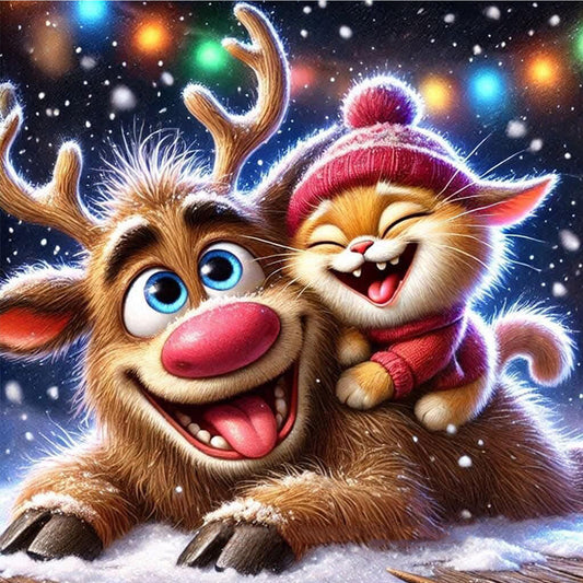 Winter Christmas Reindeer - Full Square Drill Diamond Painting 30*30CM